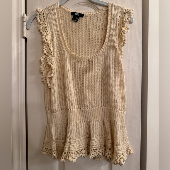 Paige Ammeline Frill-detail Sleeveless Cotton Top In Ecru med - Picture 2 of 2